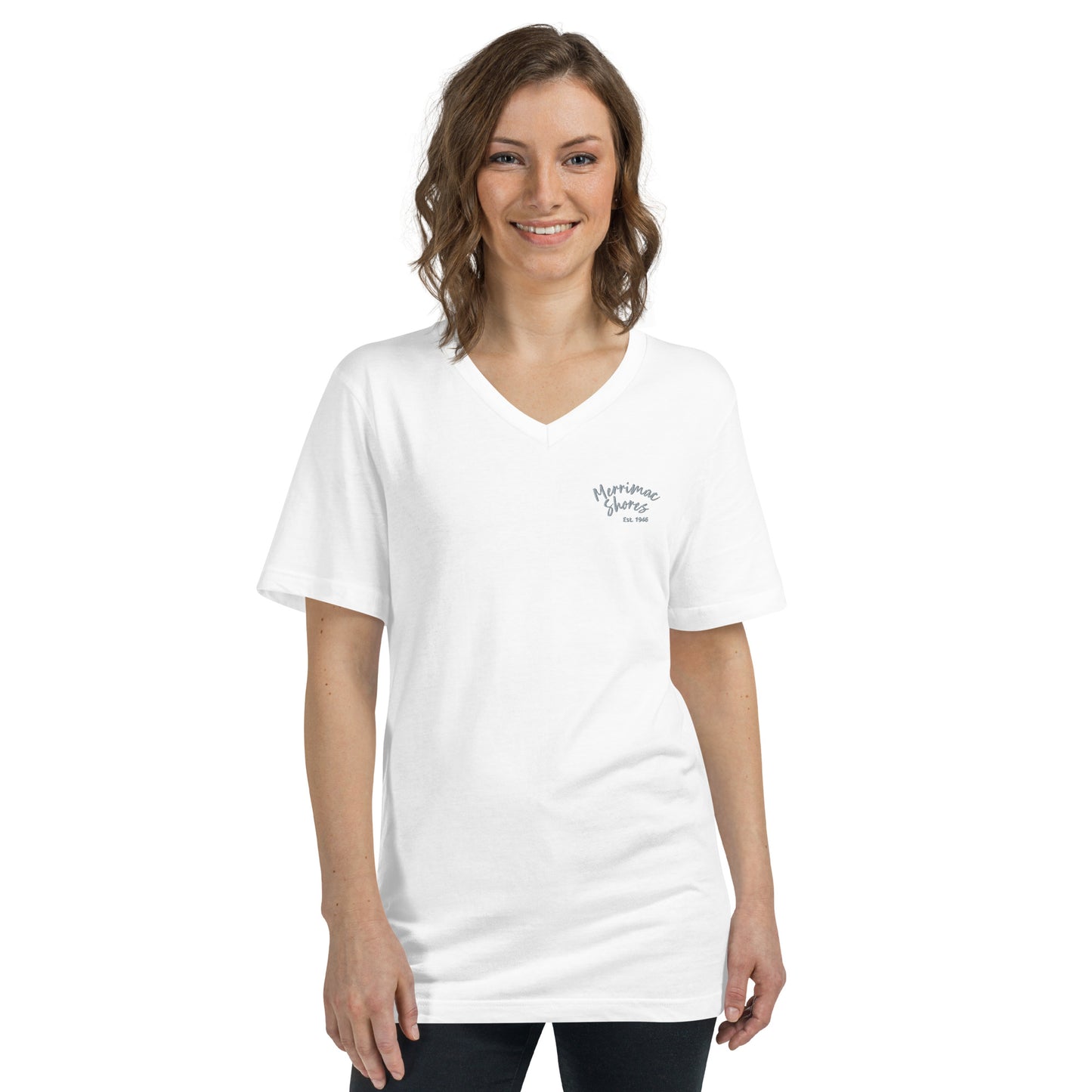 Unisex Short Sleeve V-Neck T-Shirt Merrimac Shores Est. 1946