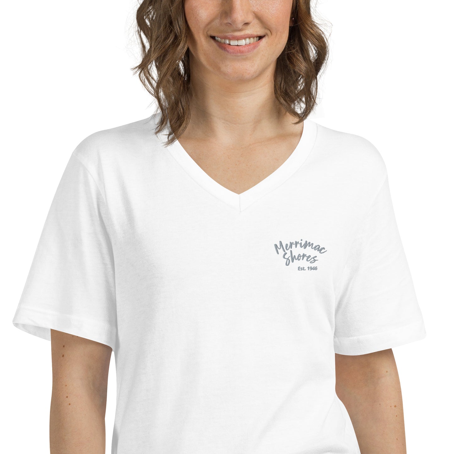 Unisex Short Sleeve V-Neck T-Shirt Merrimac Shores Est. 1946